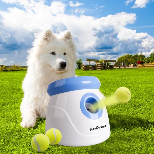 Pet Prime Lanciatore automatico per cani, palla interattiva, 3 2', palline da tennis incluse, per cani di piccola e media taglia