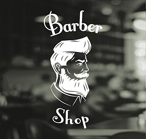 Insegna adesiva in vinile per salone di barbiere da uomo o per vetrina di salone di acconciatura maschile, con la scritta in inglese 'Barber Shop'