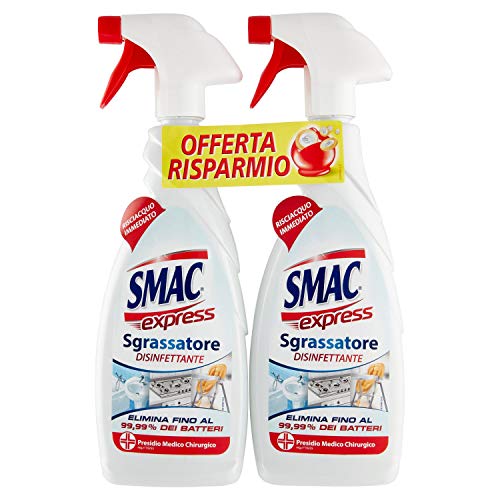 Smac Express - Sgrassatore Disinfettante, Detergente Spray Multisuperficie con Azione Sgrassante e Antibatterica, 650 ml x 2 Pezzi