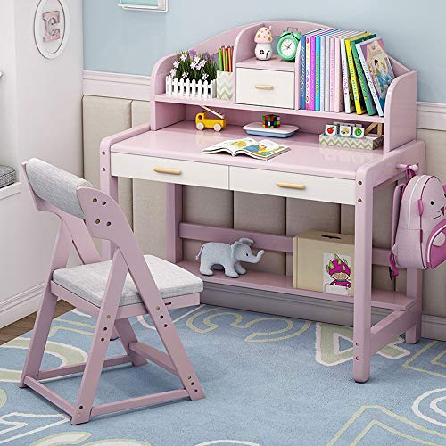 WanuigH-Home Scrivania per Bambini Wooden Camera Studente scrivania con Regalo Bookshelf Grandi for Ragazzi e Ragazze Inizio scrivania (Colore : Rosa, Dimensione : 100X60X110CM)
