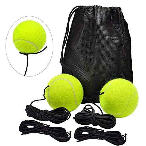 SwirlColor 2 Pezzi Palline Tennis su Cordino Elastico Strumenti di Allenamento per L'auto-Pratica, con Sostituzione della Corda