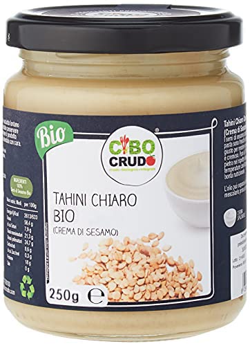 Tahini Chiaro di Semi di Sesamo Neutri BIO - 250 g - Integrale al 100%, Senza Glutine, Salsa Tahina per Hummus di Ceci, Sapore Dolce