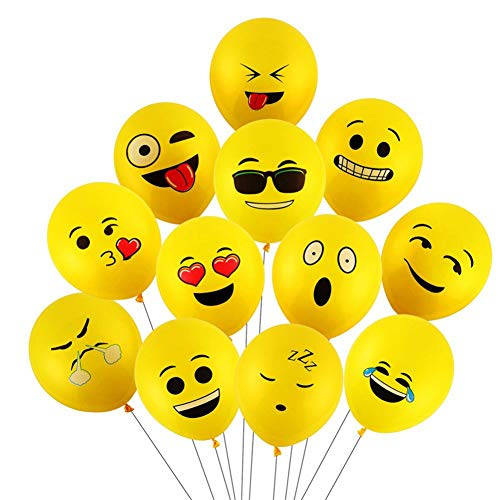 Yizhet 100 PCS Diversi Palloncini Emoji Emotion Palloncini Colorati Misti Palloncini Smile Decorazioni per di Festa di Natale di Compleanno di Cerimonia Nuziale Cerimonia Festa Bambini ECC