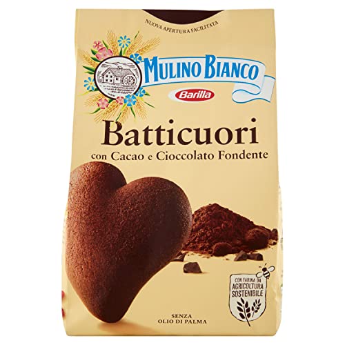 Mulino Bianco Biscotti Frollini Batticuori con Cacao e Cioccolato, Senza Olio di Palma, 350g