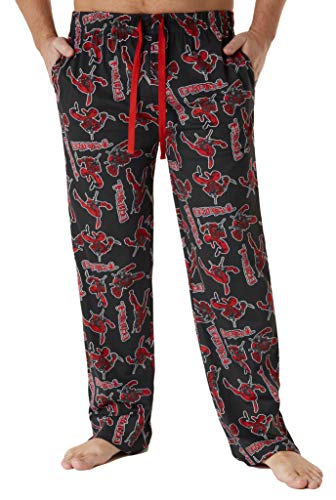 Deadpool Pantaloni Pigiama Uomo in Cotone Comodi e Morbidi con Tasche (XL)