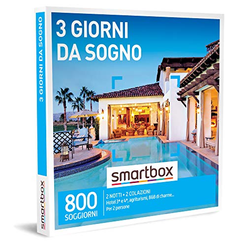 smartbox - Cofanetto Regalo 3 Giorni da Sogno - Idea Regalo per Due - 2 Notti con Colazione per 2 Persone