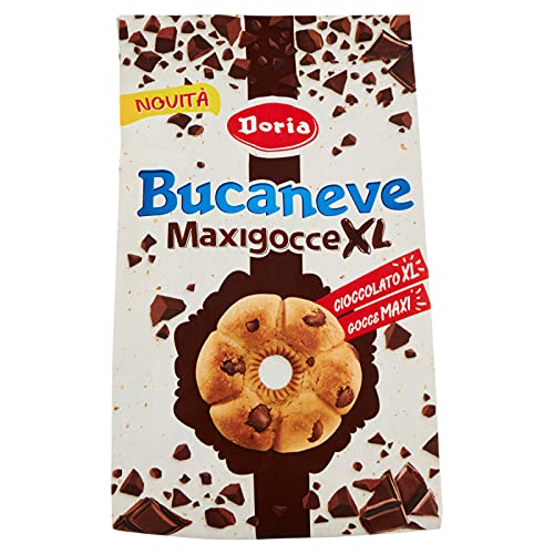 Doria - Bucaneve Maxigocce XL - Biscotti Ideali per la tua Colazione o Spuntino - Confezione da 300 gr