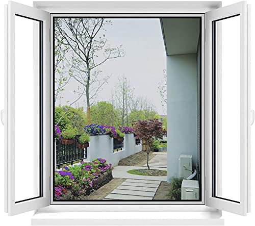 Finestra zanzariera Finestra dello schermo Zanzariera per finestra con nastri autoadesivi per l'home office 2 pezzi nero bianco (150x200cm) BJ
