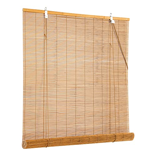 Cy.curtain bright Tenda a Rullo in Bambù per Interni, 90 x 250cm, Cortina di Bambù, Tenda di Bambù Pieghevole