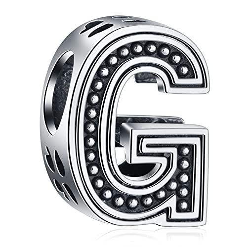 Letter G Charms, iniziali G alfabeto perline in argento sterling 925 vintage, si adatta Pandora Moments Bracciale, regalo per la laurea/nonna/nipoti