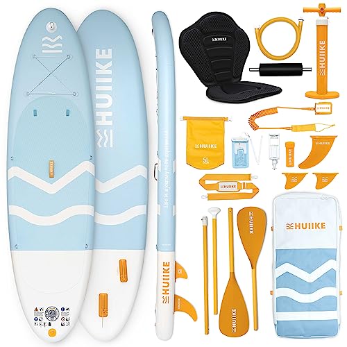 Tavola Sup Gonfiabile per Adulti con Accessori Premium - HUIIKE | Stand Up Paddle Board con Pagaia a Doppio Uso e Sedile da Kayak | Grande Stabilità