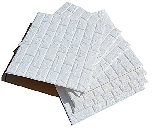 20 PCS 3D bianchi adesivi di muro di mattoni di imitazione,Decorazione Natalizia DIY carta da parati decorativa autoadesiva impermeabile 60x60cm
