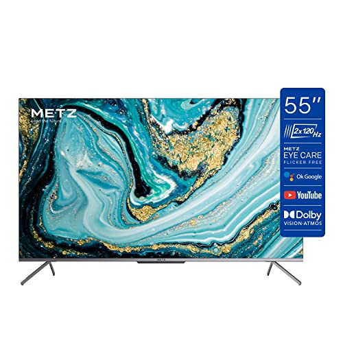 Metz Smart TV, Serie MUC8500, 55' (139 cm), 4K UHD, Versione 2022, Wi-Fi, Android 10.0, HDR10/HLG, HDMI, ARC, USB, Slot CI+, Dolby Vision, DVB-C/T2/S2, HEVC MAIN10, Google Assistant, Argento