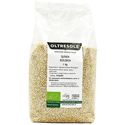 Oltresole - Quinoa Bianca Biologica 1 Kg - semi di quinoa bio, fonte di proteine ideale per piatti vegani e ricette salutari, confezione ideale per famiglie