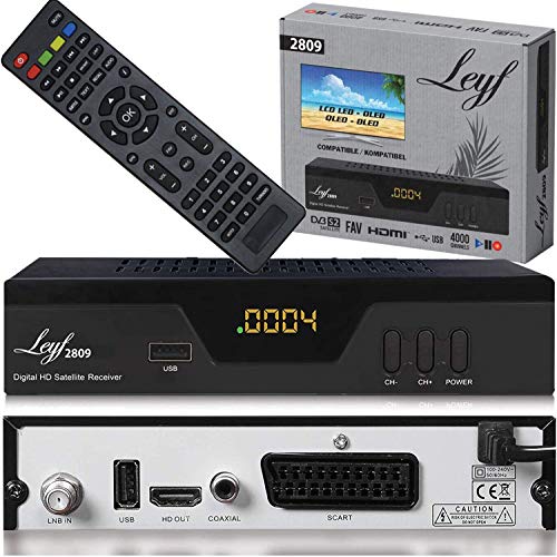 hd-line Leyf 2809 - Ricevitore digitale Satellite (HDTV, DVB-S/S2, HDMI, SCART, 2 porte USB 2.0, Full HD 1080p) [Pre-Programmed for Astra Hotbird Türksat]