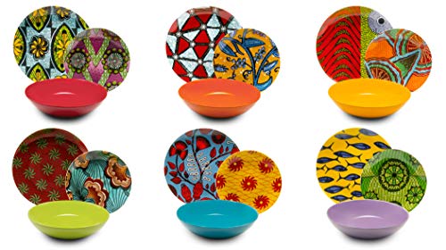 Excelsa Afrika Servizio Piatti 18 Pezzi, Porcellana e Ceramica, Multicolore