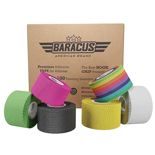 BARACUS Tape Crossfit e Sollevamento Pesi, Bendaggio Sportivo Realizzato in Cotone Elastico e Adesivo Resistente all'Acqua e al Sudore - Ideale per Tutti Gli Sport - 7 Metri x 38mm (EliteBox)