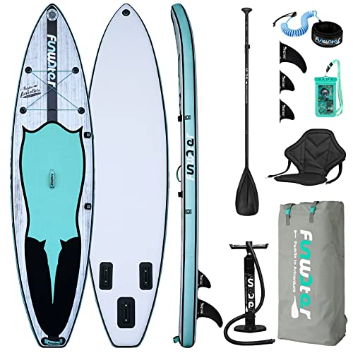 FunWater Tavola da surf gonfiabile, SUP Complete Inflatable Paddleboard Accessories Adjustable Paddling, Pump, ISUP Travel Backpack, Lead, Waterproof Bag
