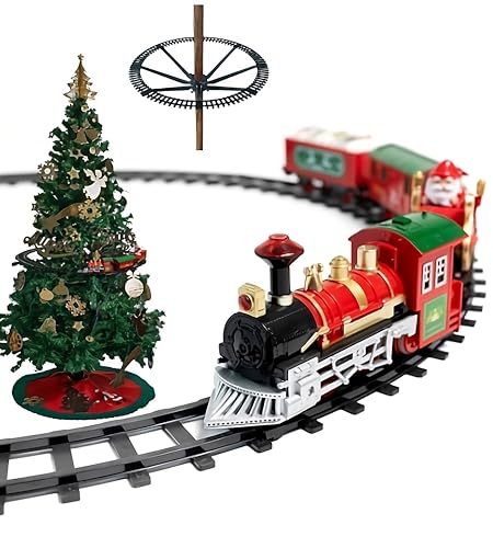 Meridiana Store Trenino per Albero di Natale con Supporto Installazione per Albero di Natale - Riproduce Suoni, Dotato di 3 vagoni ed 1 Locomotiva