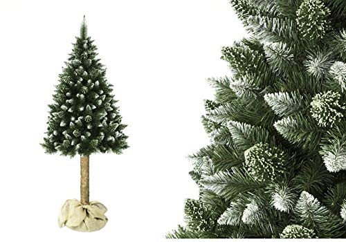 Lean Toys, Albero di Natale artificiale su tronco di legno, pino, compatto, cristalli lucidi tipo brina, polietilene, 220 cm².