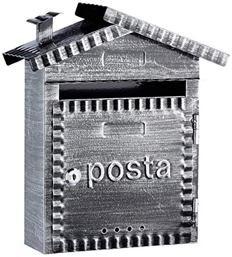 Domus 2202 Cassetta Postale in Ferro Battuto, Nero Spazzolato