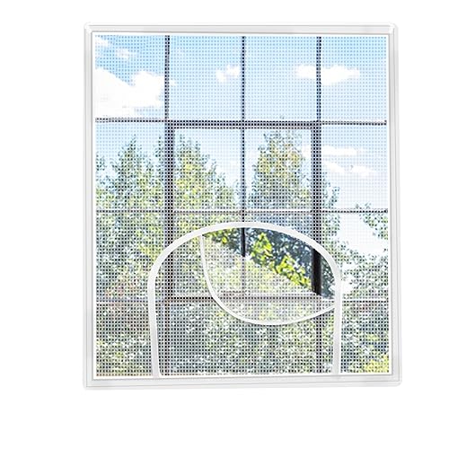 Auptiz Zanzariera per finestra, schermo regolabile, con chiusura lampo, 120 x 120 cm, protezione dagli insetti, impedisce l'ingresso di insetti, mosche, zanzare nella stanza, colore bianco, ricambio
