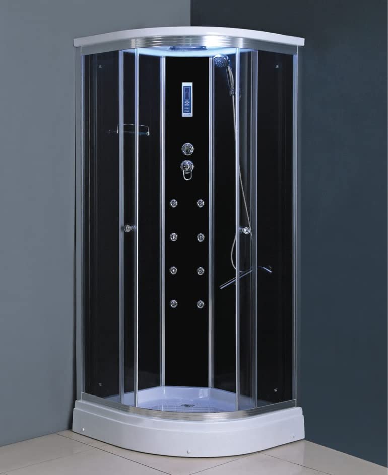 Cabina Doccia con idromassaggio 'SPA' accessori in alluminio interno nero