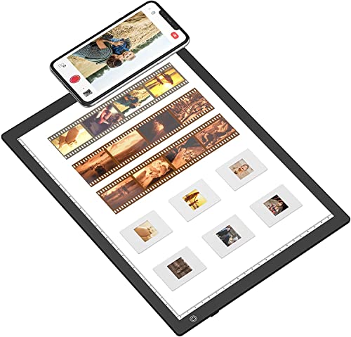 Rybozen Scanner per pellicole mobile, converti diapositive e negativi da 35 mm in digitali JPG con la fotocamera dello smartphone, 12 x 9 pollici pannello luminoso a LED portatile ultrasottile