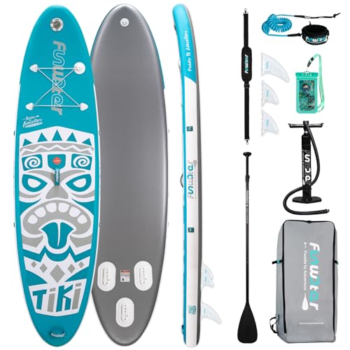 FunWater Tavola da surf gonfiabile SUP completa Paddleboard accessori pagaia regolabile, pompa, zaino da viaggio, guinzaglio, borsa impermeabile, tavola per adulti
