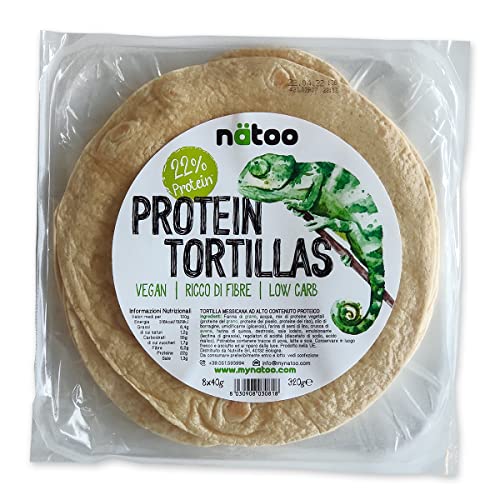 NÄTOO Protein Tortillas con elevato contenuto di proteine vegetali - LOW CARB - 8 piadine da 40gr - Vegan