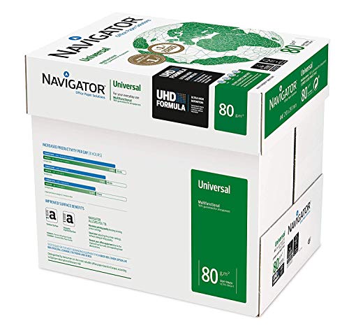 Navigator Universal Carta Premium per ufficio, Formato A4, 80 gr, Confezione da 5 risme da 500 Fogli