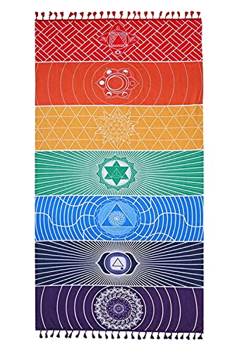 Coperta Yoga Arcobaleno, Arazzo Parete Mandala, Arazzo Parete Yoga Mandala, Avvicina le Persone alla Natura, Multifunzionale, può Essere Utilizzato Sia All'Interno Che All'Esterno, 150 x 75 cm