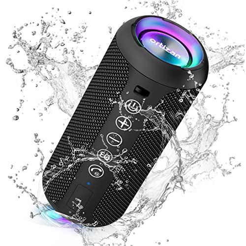 Ortizan X10 Speaker Bluetooth Portatile-Cassa Altoparlante Bluetooth Waterproof IPX7-Con Luce,Fino a 30h di Autonomia,3 Effetti Sonori Stereo Hi-Fi Bassi, Vivavoce Microfono-Con AUX, TF