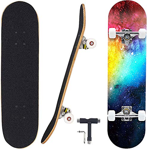 Funtress Skateboard a 7 strati, 31' x 8 Pro, skateboard completo in legno d'acero, per ragazzi e adulti principianti (uniformi)