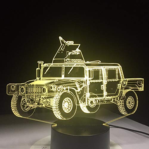 Lampada da tavolo a forma di camion militare LED 3D Piastra in metacrilato Craft Night