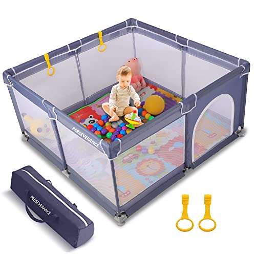 PERSEVERANCE Box per Bambini, 125x125cm, Centro Attività per Bambini Indoor-Outdoor con Base Antiscivolo(Grigio)