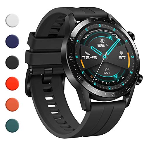 Cinturino per Huawei Watch GT 2 / GT 3 46mm,Compatibile con Huawei Watch GT/GT Active 46 mm (01-Nero)