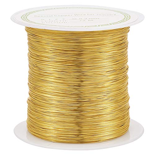 Beadthoven - Filo metallico in rame, 0,3 mm, 72 m, color oro, resistente all’ossidazione, pieghevole, fili metallici per la realizzazione di gioielli e per creazioni fai da te