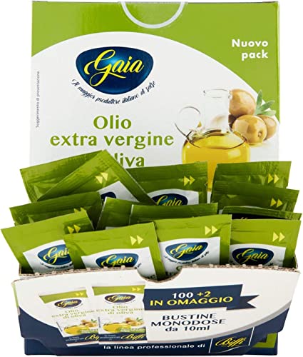 Gaia - New Linea Professionale Biffi - Olio Extra Vergine di Olive - 102 Bustine Monodose da 10ml - 1020 ml - Ristorazione, Catering, Maxi Formato, Extravergine