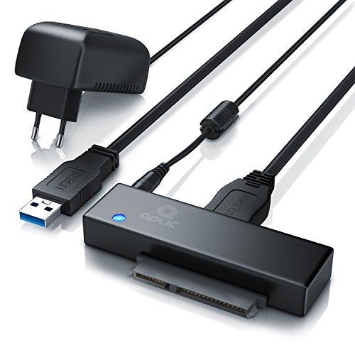 aplic - USB 3.0 a SATA Adattatore per Sata - SSD 2.5 Drive 3.5 Pollici con Alimentatore 12V 2A - Cavo USB 3.0 a SATA Adattatoe - Convertitore - USB Attached SCSI Protocol UASP