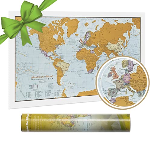 Mappa stampata in edizione da viaggio Scratch the World® - regalo da viaggio A3 dimensioni 42,0 (l) x 29,7 (h) cm