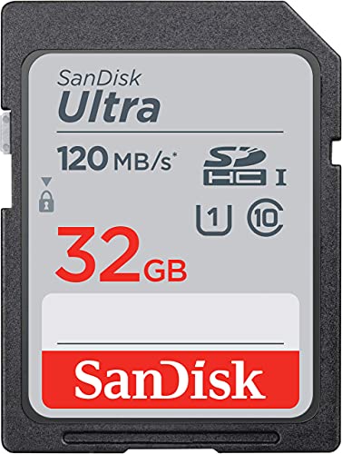 Sandisk Ultra 32Gb Sdhc Scheda, Fino A 120 Mb/S, Class 10, Uhs-I, V10, Grigio