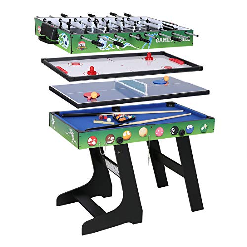 VanTen Multigioco Mega Tavolo da Gioco con Accessori Completi, Tavolo da Gioco con Calcio Balilla, Tavolo da Biliardo, Ping Pong, Hockey 121,5 x 61 x 81,3 cm