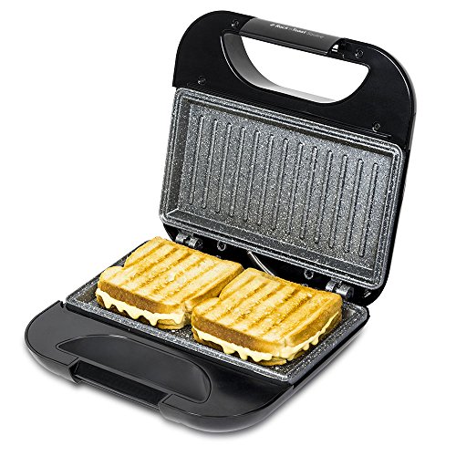 CecoteC Rock'nToast con rivestimento antiaderente, capacità per 2 Toast, superficie grill, impugnatura fredda, pressacavo, 750 W