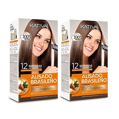 Kativa - Kit lisciante brasiliano con cheratina e olio di argan PACK 2 x 150 ml