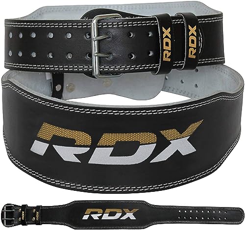 RDX Cintura per Sollevamento Pesi Palestra Fitness, Pelle Bovina, Supporto Lombare Imbottito da 4' e 6', 10 Fori Regolabili, Powerlifting Bodybuilding Deadlifts Squat Esercizio Allenamento