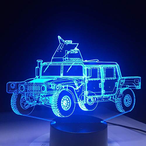 Lampada da tavolo a forma di camion militare LED 3D Piastra in metacrilato Craft Night