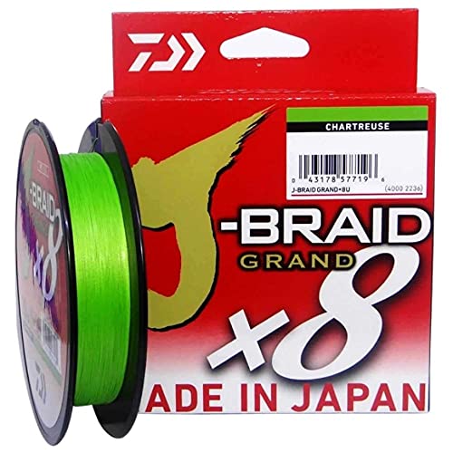 Daiwa J-Braid Grand X8E 0.18mm, 12.5kg/28.0lbs, 270m, Chartreuse, Filo da Pesca Trecciato, 127697-118