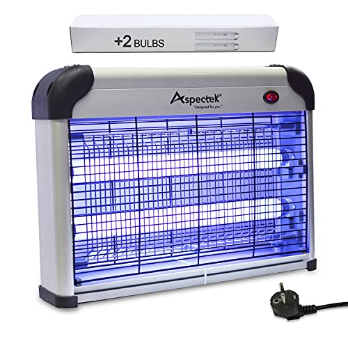 ASPECTEK - Lampada Antizanzare Electtrica 20W con Luce UV Insetticida Alto-efficiente Trappola Zanzare Anti Insetti + Lampade Supplementari