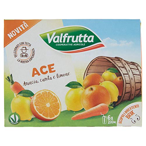Valfrutta Ace Succo di Arancia, Carota e Limone - Confezione da 6 x 200 ml